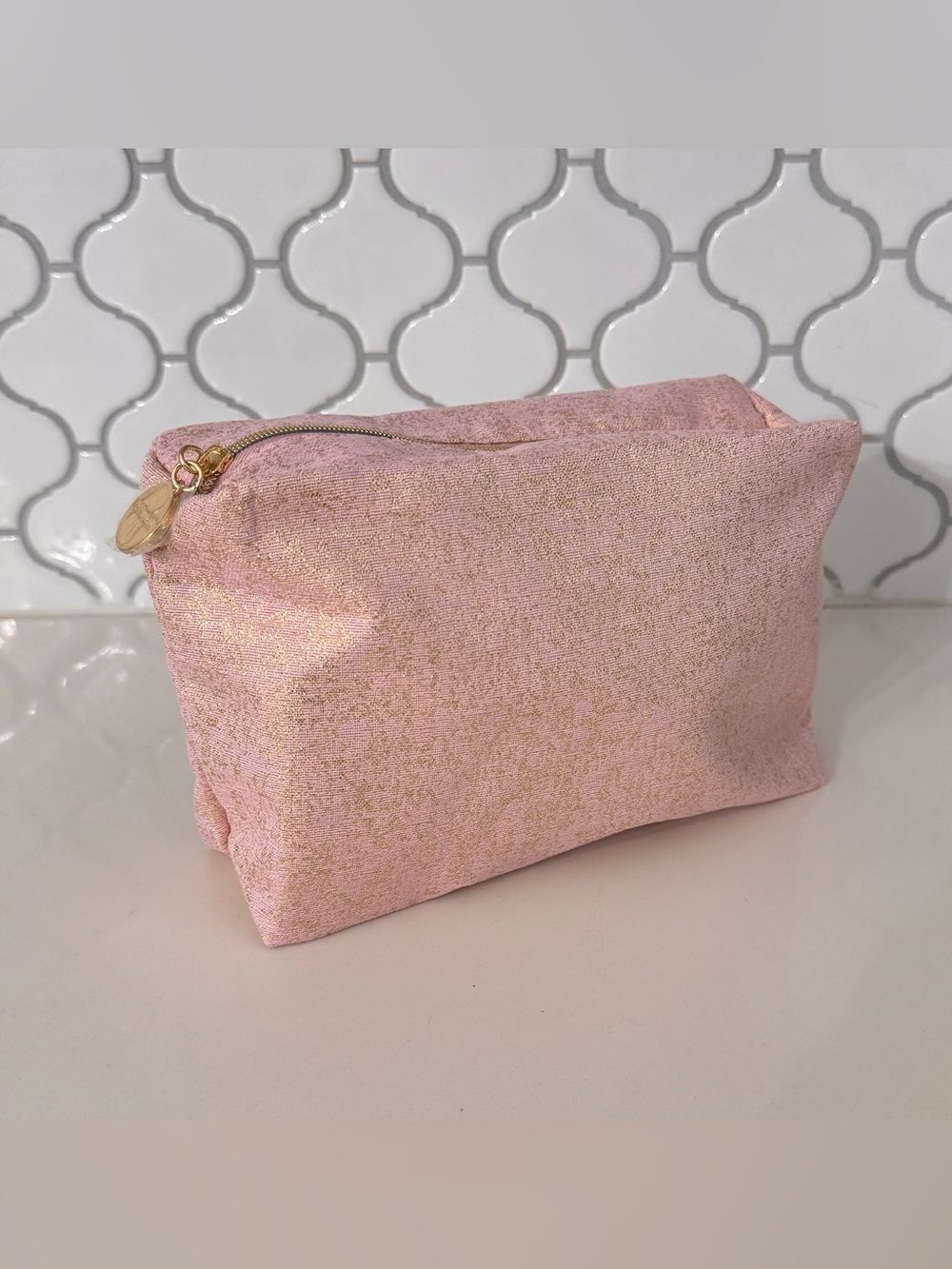 Estée Lauder Pink Gold Shimmer Makeup Cosmetic Bag New